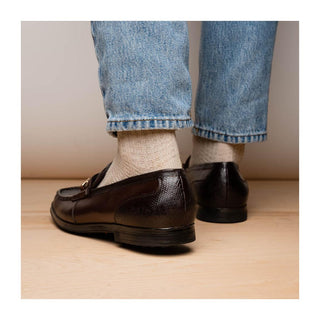 Marco Di Milano Ravello Men's Shoes Brown Exotic Lizard / Calf-Skin Leather Horsebit Loafers (MDM1083)