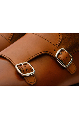 Vinci Preston Suede & Leather Double Monk-Strap Boot - Tan