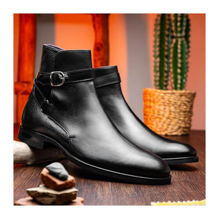 Zelli Italia 45-600 Men's Shoes Black Calf-Skin Leather Jodphur Boot (ZEL1071)