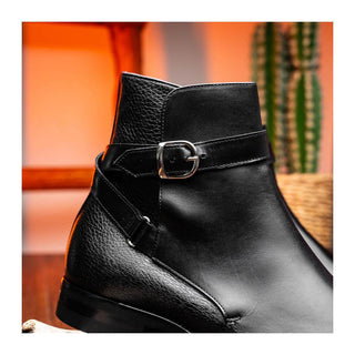 Zelli Italia 45-600 Men's Shoes Black Calf-Skin Leather Jodphur Boot (ZEL1071)