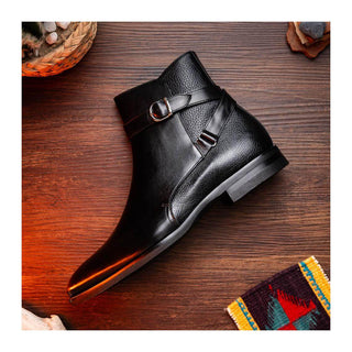 Zelli Italia 45-600 Men's Shoes Black Calf-Skin Leather Jodphur Boot (ZEL1071)