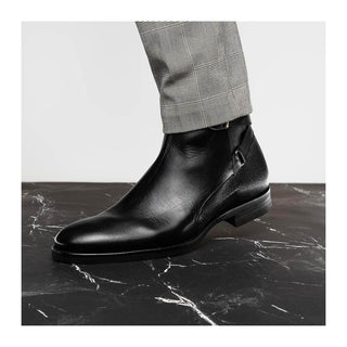 Zelli Italia 45-600 Men's Shoes Black Calf-Skin Leather Jodphur Boot (ZEL1071)