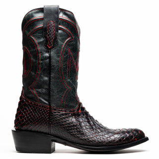 Marco Di Milano Kansas Men's Shoes Black Cherry Genuine Python / Calf-Skin Leather Cowboy Boot (MDM1211)