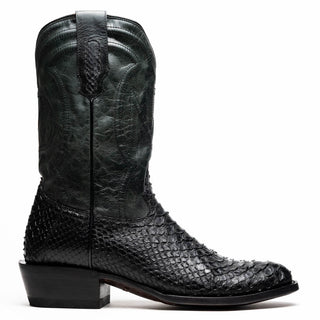 Marco Di Milano Kansas Men's Shoes Black Genuine Python / Calf-Skin Leather Cowboy Boot (MDM1211)