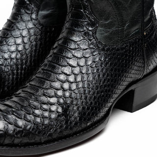 Marco Di Milano Kansas Men's Shoes Black Genuine Python / Calf-Skin Leather Cowboy Boot (MDM1211)