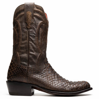 Marco Di Milano Kansas Men's Shoes Brown Genuine Python / Calf-Skin Leather Cowboy Boot (MDM1211)