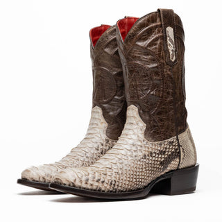 Marco Di Milano Kansas Men's Shoes Natural Genuine Python / Calf-Skin Leather Cowboy Boot (MDM1211)