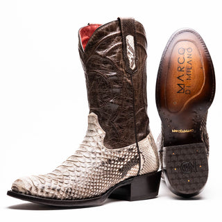 Marco Di Milano Kansas Men's Shoes Natural Genuine Python / Calf-Skin Leather Cowboy Boot (MDM1211)