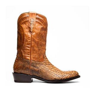 Marco Di Milano Kansas Men's Shoes Cognac Exotic Python Skin Cowboy Boot (MDM1247)