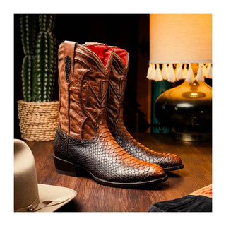 Marco Di Milano Kansas Men's Shoes Lisboa Exotic Python Skin Cowboy Boot (MDM1245)
