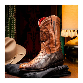 Marco Di Milano Kansas Men's Shoes Lisboa Exotic Python Skin Cowboy Boot (MDM1245)