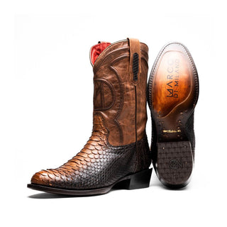 Marco Di Milano Kansas Men's Shoes Lisboa Exotic Python Skin Cowboy Boot (MDM1245)