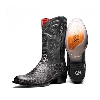 Marco Di Milano Kansas Men's Shoes Stone White Exotic Python Skin Cowboy Boot (MDM1246)