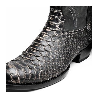 Marco Di Milano Kansas Men's Shoes Stone White Exotic Python Skin Cowboy Boot (MDM1246)