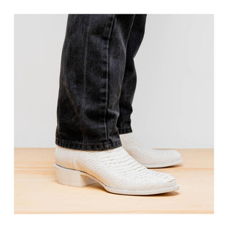 Marco Di Milano Kansas Men's Shoes Stone White Exotic Python Skin Cowboy Boot (MDM1246)