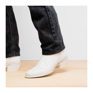 Marco Di Milano Kansas Men's Shoes Stone White Exotic Python Skin Cowboy Boot (MDM1246)