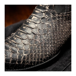Marco Di Milano Kansas Men's Shoes Stone White Exotic Python Skin Cowboy Boot (MDM1246)