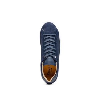 Zelli Italia Kobe Men's Shoes Navy Crocodile Print Goat-Skin Suede Sneaker (ZEL1059)