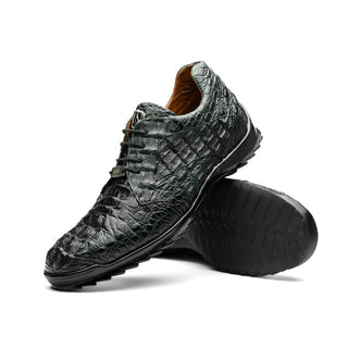 Marco Di Milano Kratos Men's Shoes Green Exotic Caiman Crocodile Sport Sneakers (MDM1176)