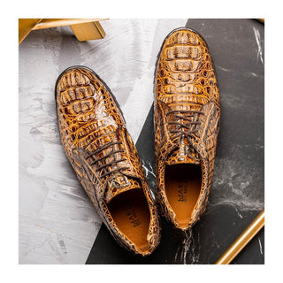 Marco Di Milano Kratos Men's Shoes Orix Exotic Caiman Crocodile Sport Sneakers (MDM1176)