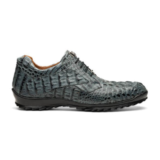 Marco Di Milano Kratos Men's Shoes Gray Exotic Caiman Crocodile Sport Sneakers (MDM1176)