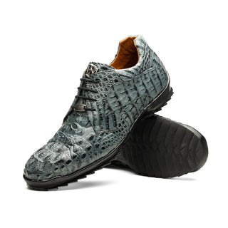 Marco Di Milano Kratos Men's Shoes Gray Exotic Caiman Crocodile Sport Sneakers (MDM1176)
