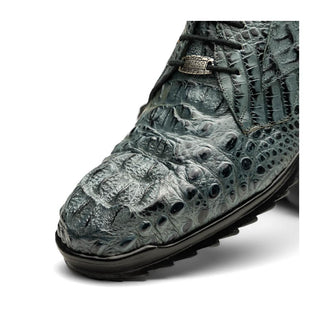 Marco Di Milano Kratos Men's Shoes Gray Exotic Caiman Crocodile Sport Sneakers (MDM1176)