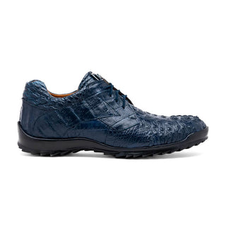 Marco Di Milano Kratos Men's Shoes Navy Exotic Caiman Crocodile Sport Sneakers (MDM1176)