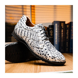 Marco Di Milano Kratos Men's Shoes Newspaper Exotic Caiman Crocodile Sport Sneakers (MDM1176)