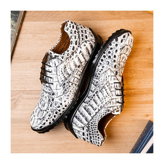 Marco Di Milano Kratos Men's Shoes Newspaper Exotic Caiman Crocodile Sport Sneakers (MDM1176)