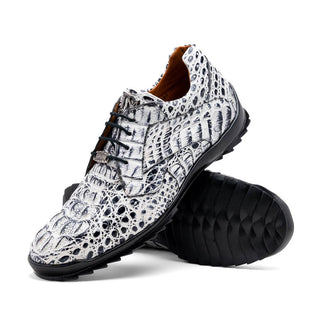 Marco Di Milano Kratos Men's Shoes Newspaper Exotic Caiman Crocodile Sport Sneakers (MDM1176)