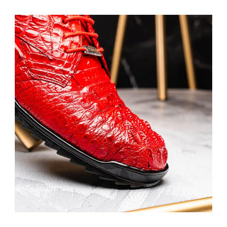 Marco Di Milano Kratos Men's Shoes Red Exotic Caiman Crocodile Sport Sneakers (MDM1176)
