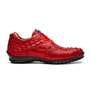 Marco Di Milano Kratos Men's Shoes Red Exotic Caiman Crocodile Sport Sneakers (MDM1176)