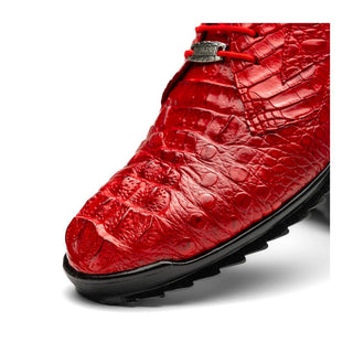 Marco Di Milano Kratos Men's Shoes Red Exotic Caiman Crocodile Sport Sneakers (MDM1176)