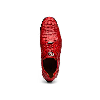 Marco Di Milano Kratos Men's Shoes Red Exotic Caiman Crocodile Sport Sneakers (MDM1176)