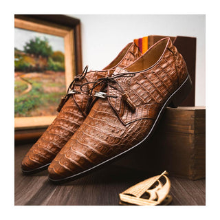 Marco Di Milano Lacio Men's Shoes Bay Apache Exotic Crocodile Derby (MDM1019)