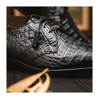 Marco Di Milano Lacio Men's Shoes Black Exotic Crocodile Derby (MDM1019)