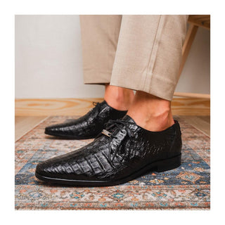 Marco Di Milano Lacio Men's Shoes Black Exotic Crocodile Derby (MDM1019)