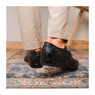 Marco Di Milano Lacio Men's Shoes Black Exotic Crocodile Derby (MDM1019)