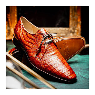 Marco Di Milano Lacio Men's Shoes Brandy Exotic Crocodile Derby (MDM1019)