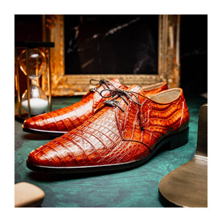 Marco Di Milano Lacio Men's Shoes Brandy Exotic Crocodile Derby (MDM1019)