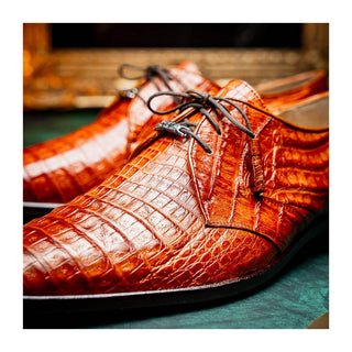Marco Di Milano Lacio Men's Shoes Brandy Exotic Crocodile Derby (MDM1019)