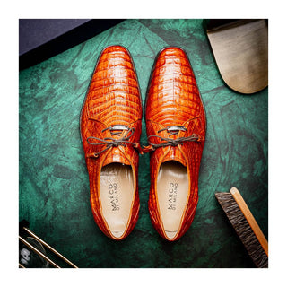 Marco Di Milano Lacio Men's Shoes Brandy Exotic Crocodile Derby (MDM1019)