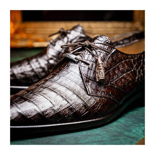 Marco Di Milano Lacio Men's Shoes Brown Exotic Crocodile Derby (MDM1019)