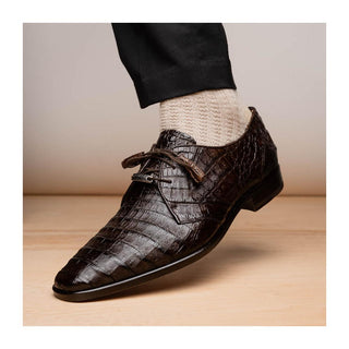 Marco Di Milano Lacio Men's Shoes Brown Exotic Crocodile Derby (MDM1019)