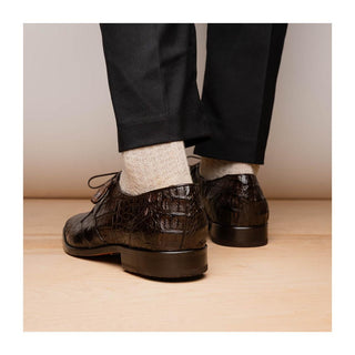 Marco Di Milano Lacio Men's Shoes Brown Exotic Crocodile Derby (MDM1019)
