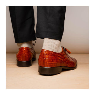 Marco Di Milano Lacio Men's Shoes Brandy Exotic Crocodile Derby (MDM1019)