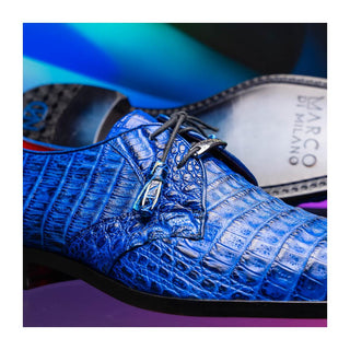 Marco Di Milano Lacio Men's Shoes Blue Exotic Crocodile Derby (MDM1019)