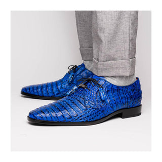 Marco Di Milano Lacio Men's Shoes Blue Exotic Crocodile Derby (MDM1019)