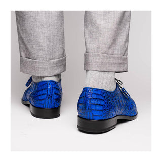 Marco Di Milano Lacio Men's Shoes Blue Exotic Crocodile Derby (MDM1019)